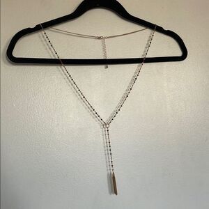 Gold Multicolored Beaded Lariat Necklace